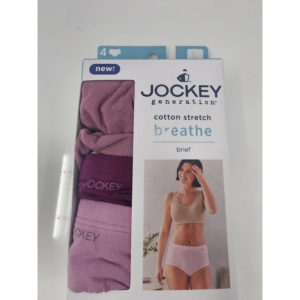 Jockey Generation Womens Breathe Briefs Purple Cotton Blend Casual Size Large